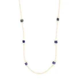 4mm Pearls x Lapis Necklace