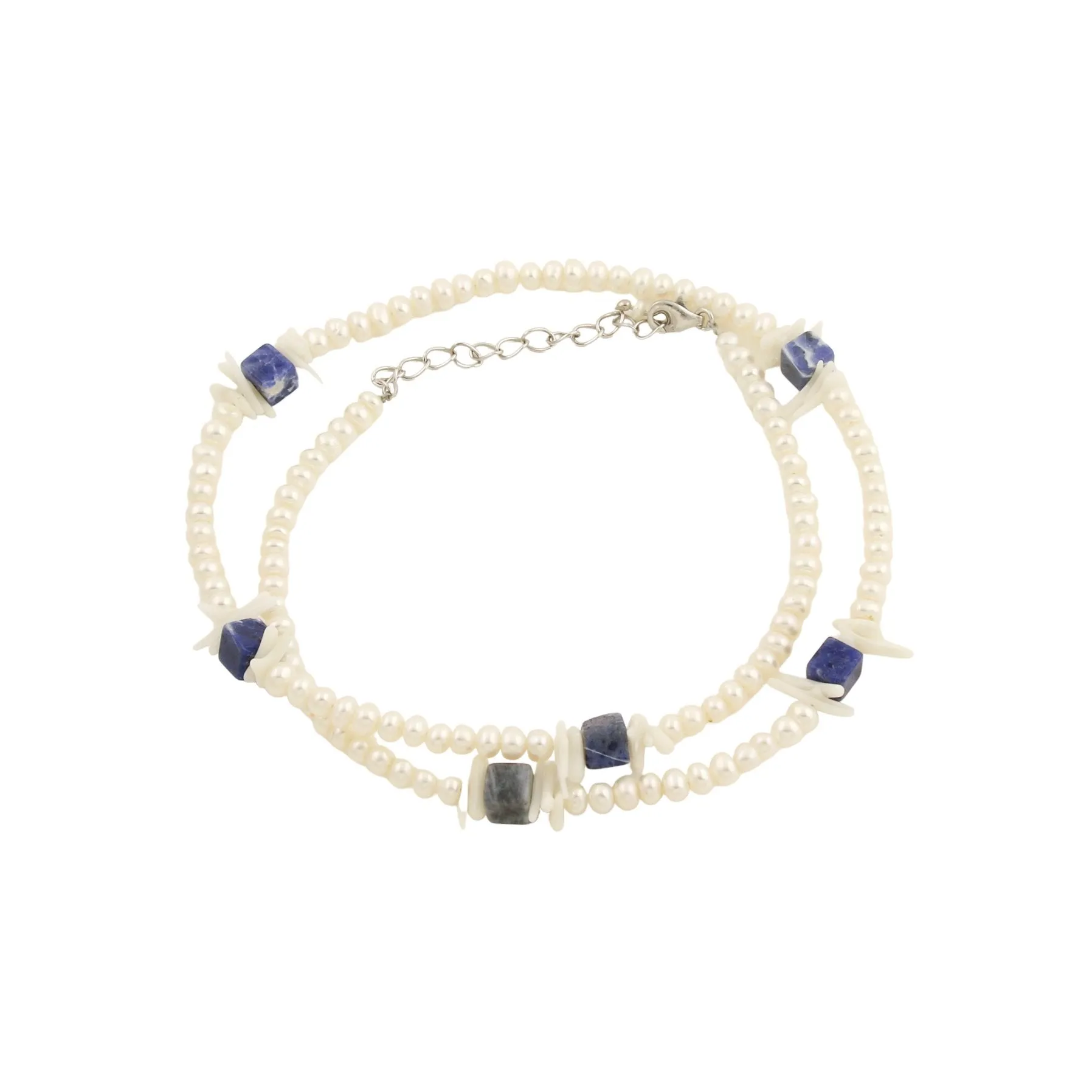 4mm Pearls x Lapis Necklace