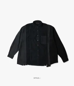 7 Cuts Wide Flannel Shirt – Black Over Dye