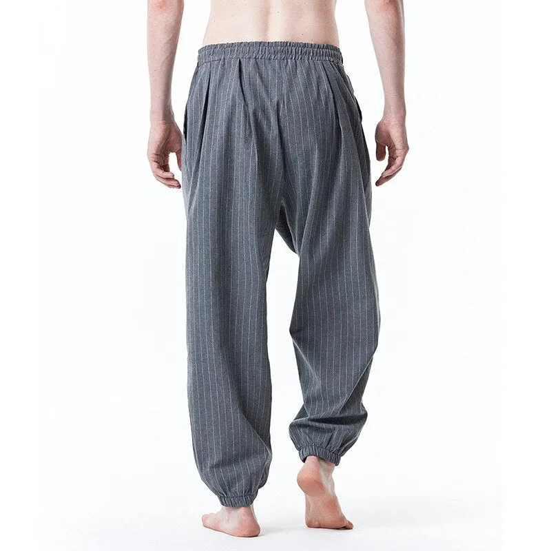 Advbridge Mens Hippie Harem Pants Stylish Striped Baggy Boho Yoga Casual Joggers Pants Trousers Men Hip Hop Streetwear Loose Sweatpants