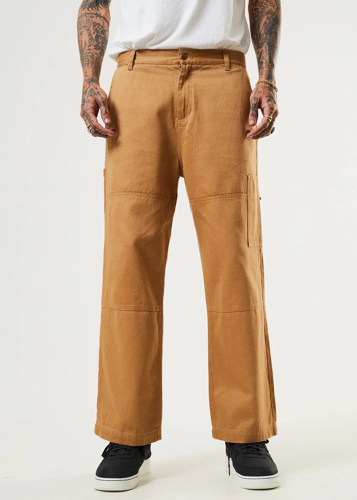 AFENDS Mens Richmond - Baggy Carpenter Pants - Chestnut