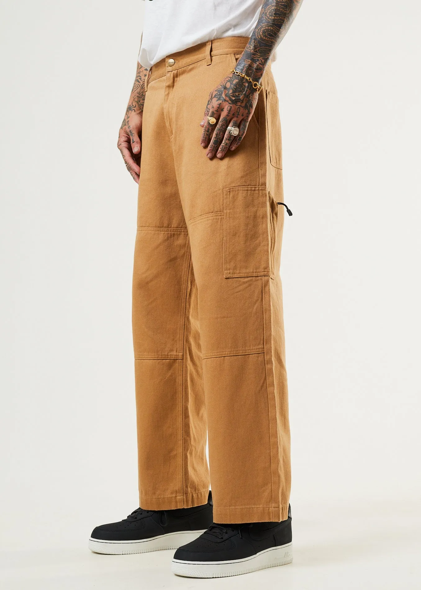 AFENDS Mens Richmond - Baggy Carpenter Pants - Chestnut