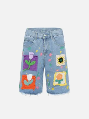 AlanBalen® - Flowers Patchwork Shorts