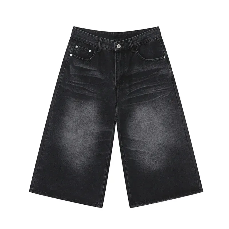 American Style Denim Shorts High Street Straight Calf-Length Pants Summer Men Jeans New Fashion Men's Clothing 9C5970