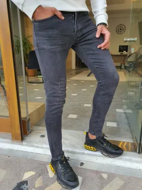 Black Slim Fit Ripped Jeans for Men by GentWith.com