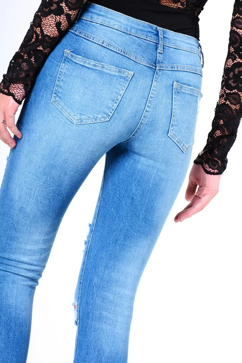 Blue Ripped Skinny Denim Jeans - Codey