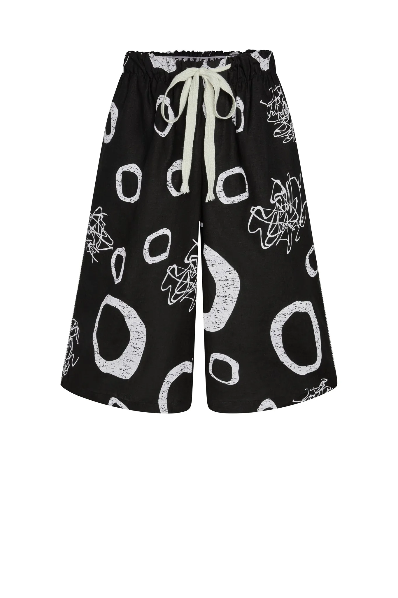 Bowie Abstract Print Linen Baggy Shorts