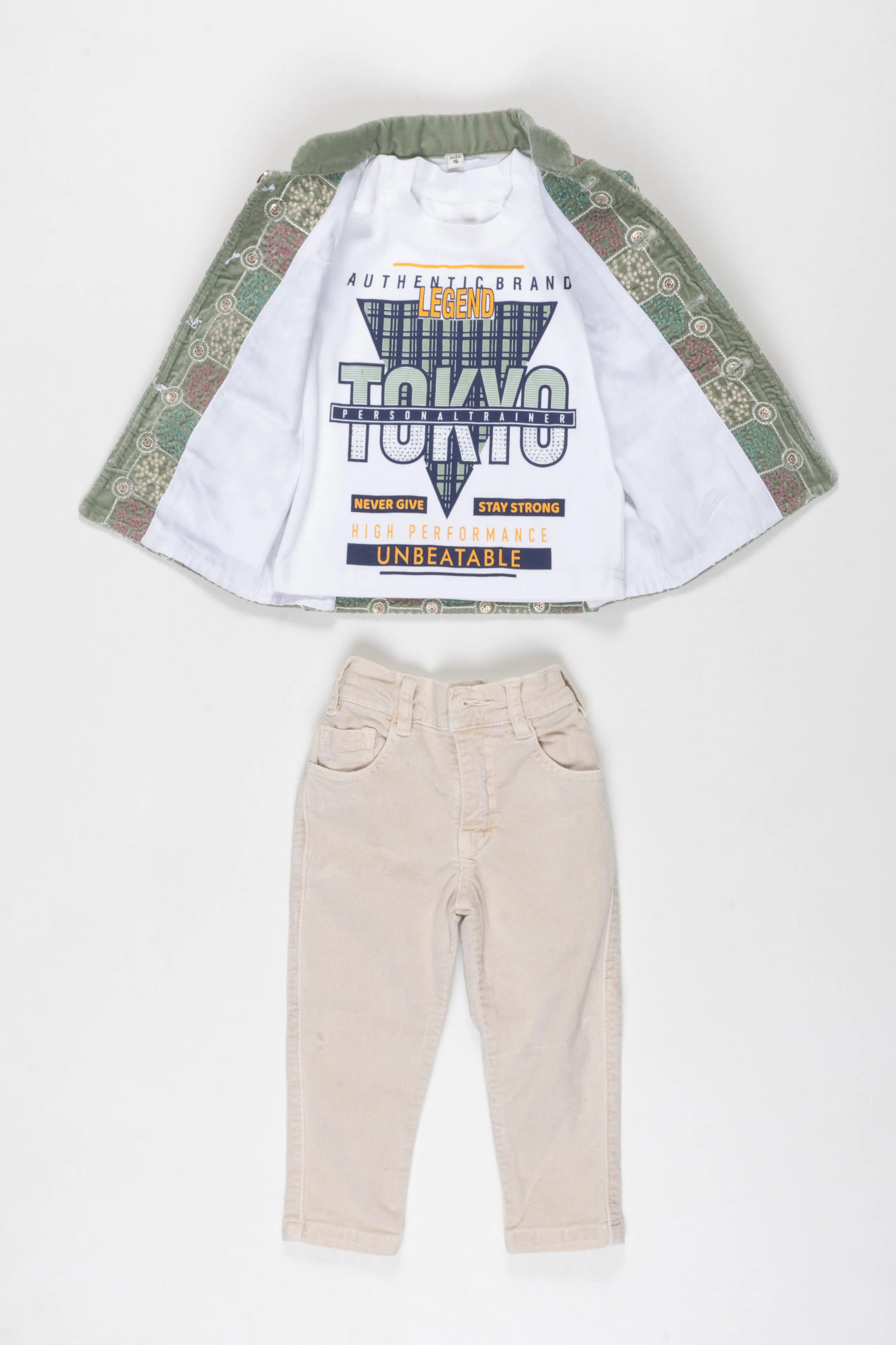 Boys Traditional Kurta Pant Set with Matching Tee