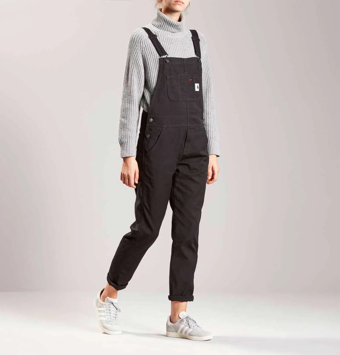 Carhartt WIP Women's W' Bib Overalls – Black – Rinsed