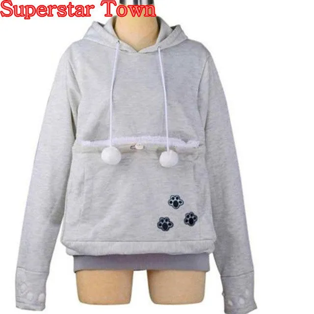 Cat Lovers Hoodies With Cuddle Pouch  Dog Pet Hoodies For Casual Kangaroo Pullovers With Ears Sweatshirt 4XL Drop Shipping