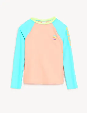 Colour Block Long Sleeve Rash Vest