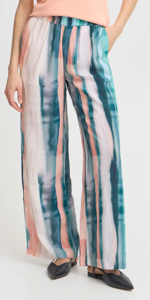 Fransa Watercolour Print Pants