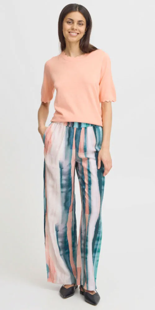 Fransa Watercolour Print Pants