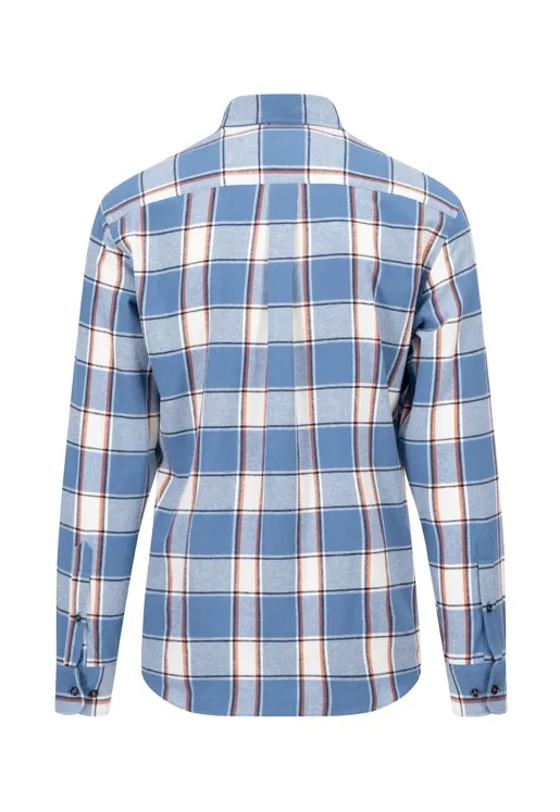 FYNCH HATTON® Premium Flannel Check Shirt/Cloud Blue - New AW24