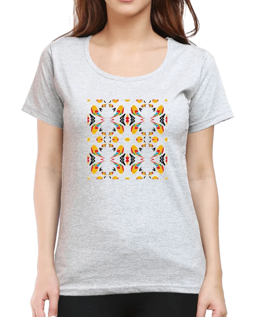 Geometric Pattern T Shirt for Women D03