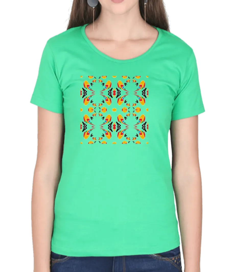 Geometric Pattern T Shirt for Women D03