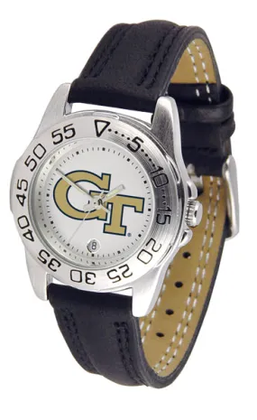 Georgia Tech Sport Leather Ladies Watch