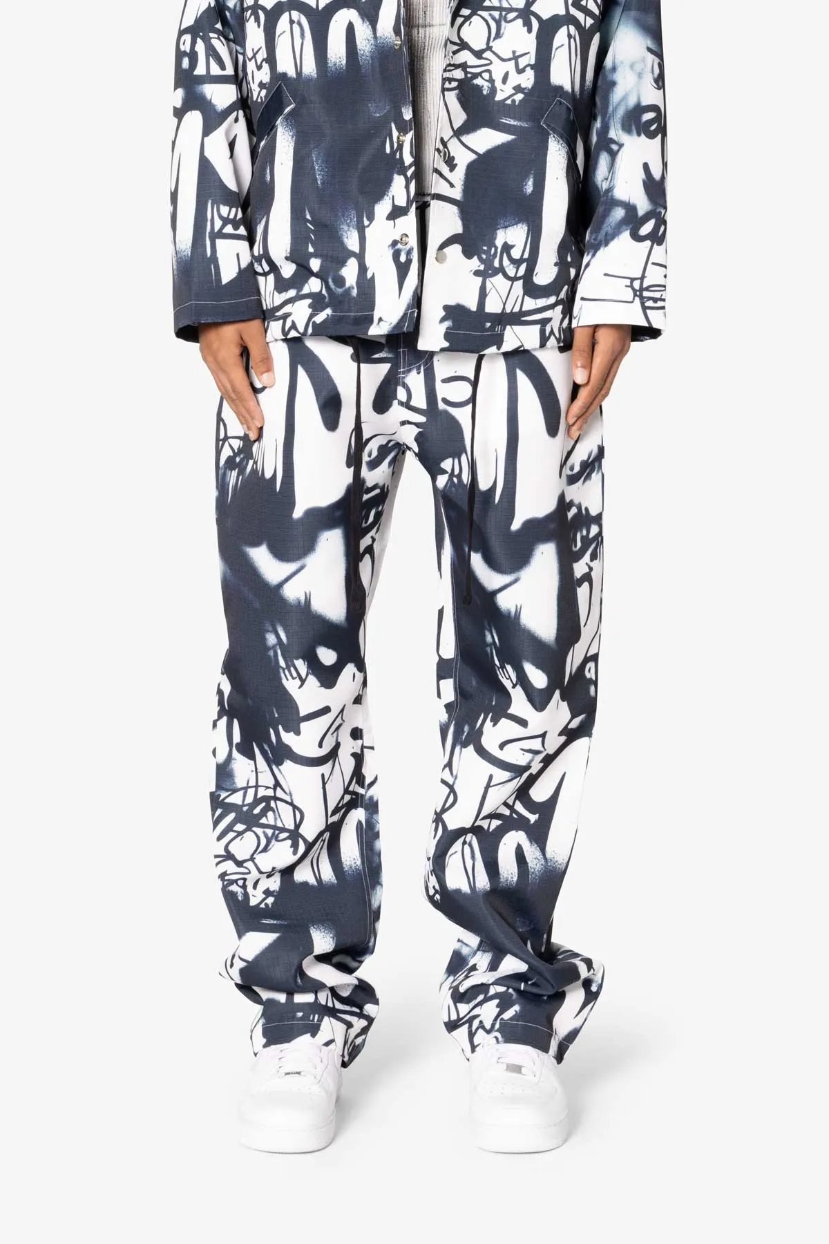 Graffiti Coach Pants - Black/White