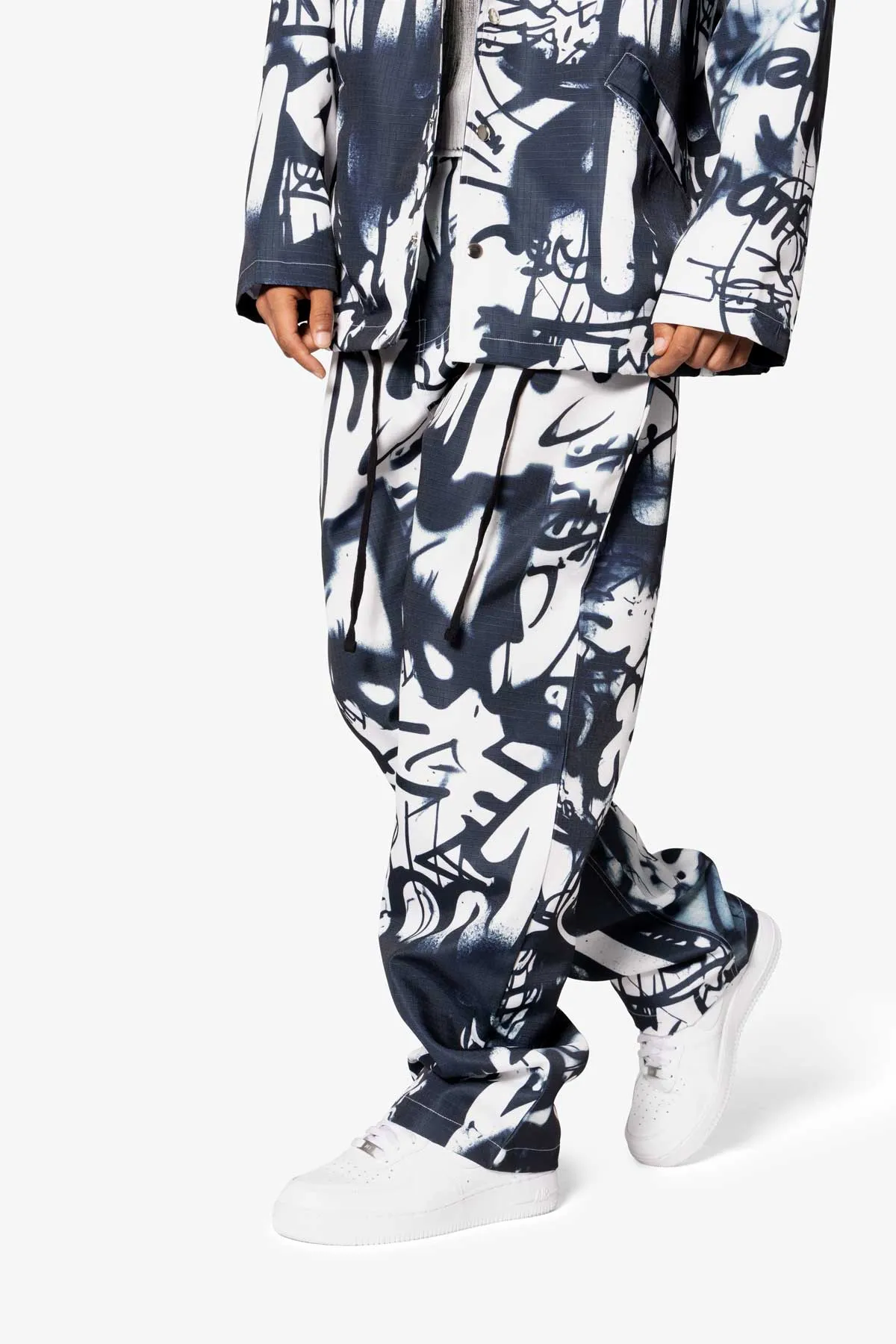 Graffiti Coach Pants - Black/White