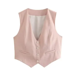 Helen Statement Vest Tops in Peach