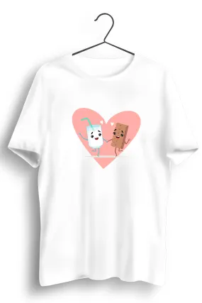 Milk And Cookie Graphic Printed White Tshirt