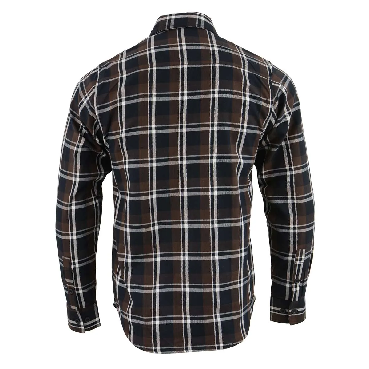 Milwaukee Leather Men's Flannel Plaid Shirt Brown Black and White Long