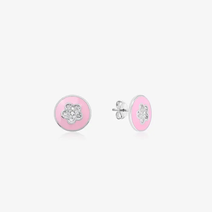 Pink Floral Studs