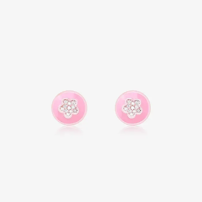 Pink Floral Studs