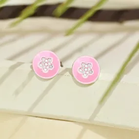 Pink Floral Studs