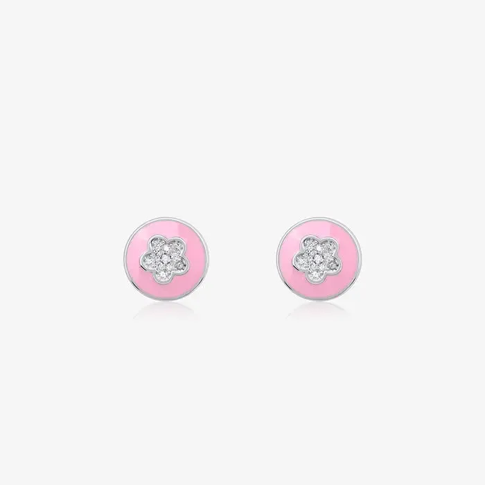 Pink Floral Studs