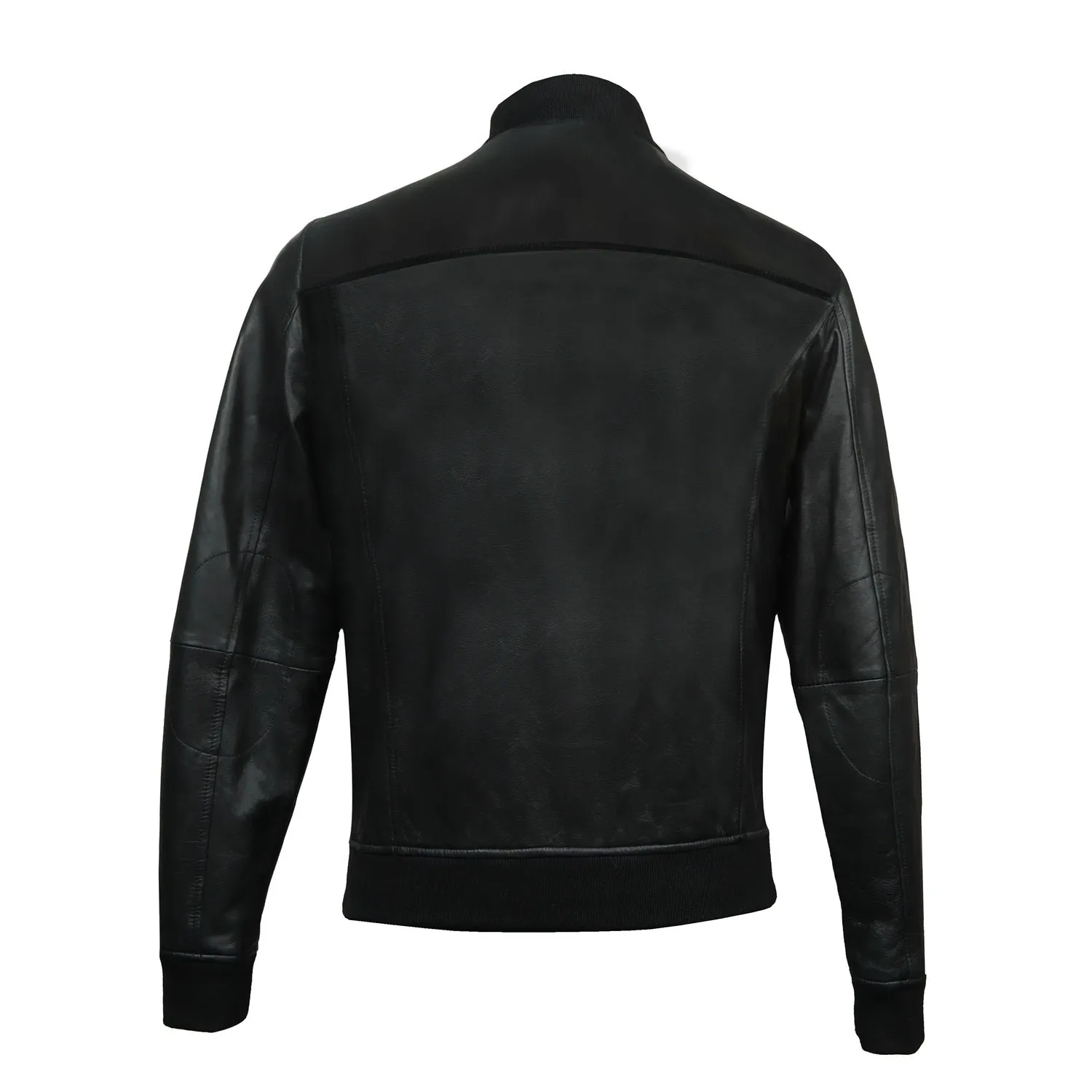 Ribbed Style Leather Bomber Jacket For Men