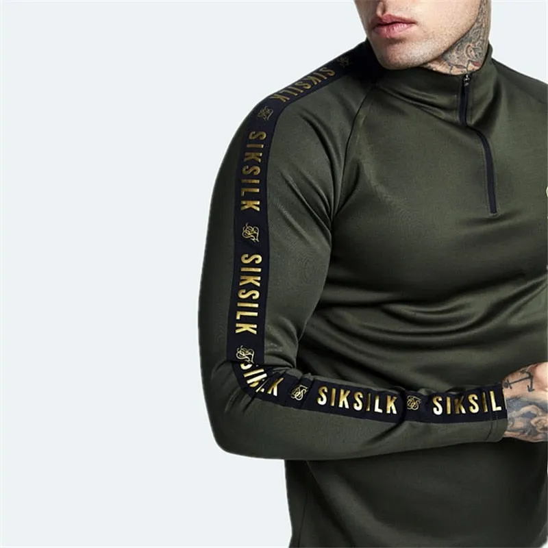 Spanish Style Round Hem Long Sleeve Zip Up Neck Pullover