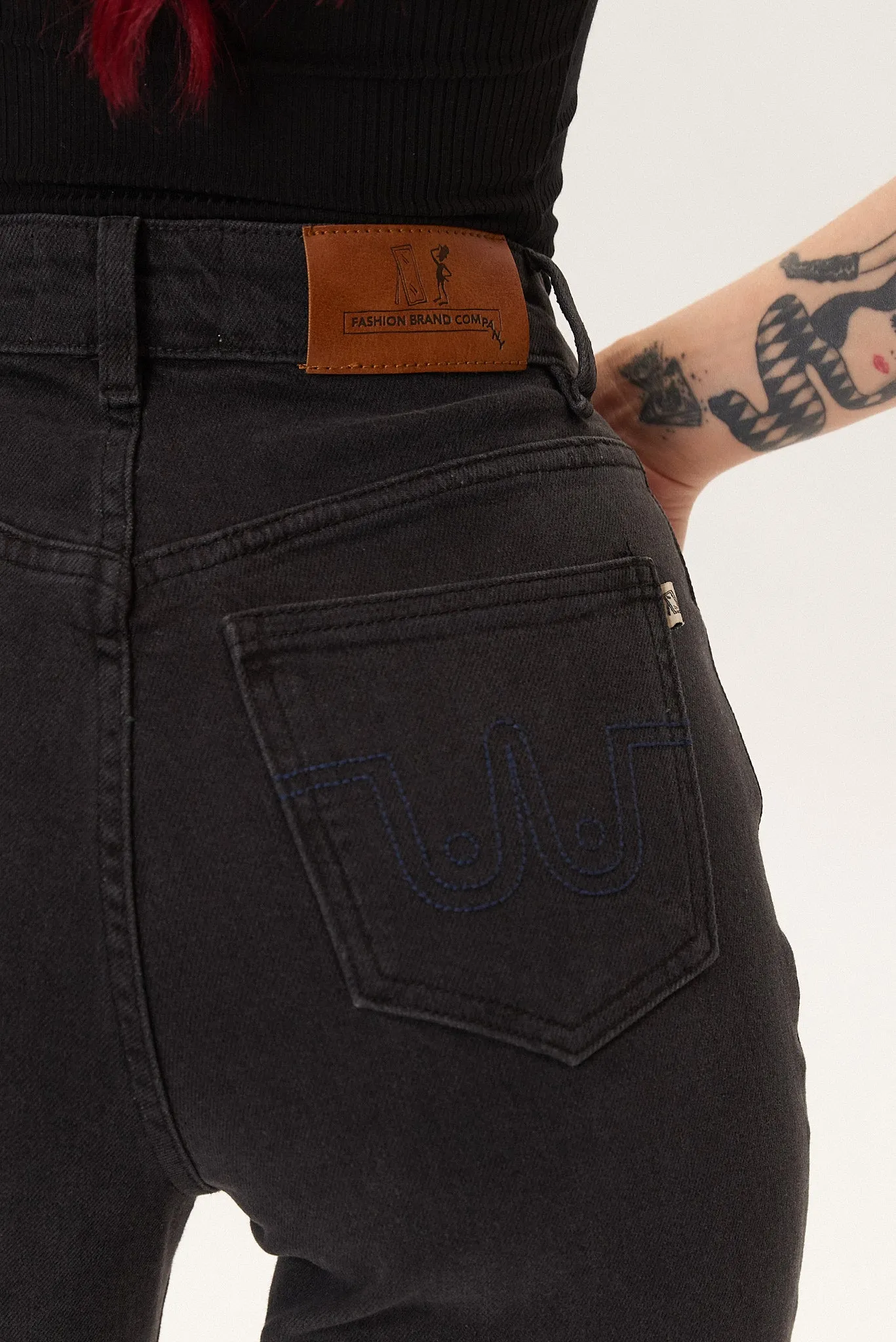 TALL Nap Jeans for big butts black denim