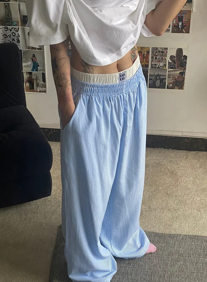 Weird Town Double Waist Blue Striped Pants