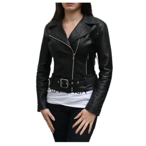 Women Short Body Classic Biker Leather Jacket