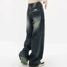 Womens Loose Wide leg Denim Jeans/Japanese Streetwear Baggy Fashion